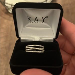 Beautiful 10kt white gold diamond twist ring from Kay jewelers